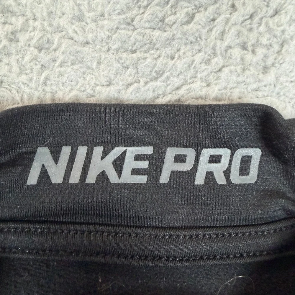 Nike Pro Hyperwarm Women Black‎ Quarter Zip Pullover Fitted Thumbhole Top Large